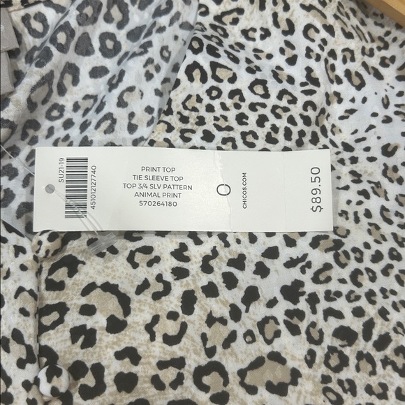 Chicos Leopard Print Button Front Blouse women’s Size 0 US 4/6) neutral new chic - Picture 10 of 12